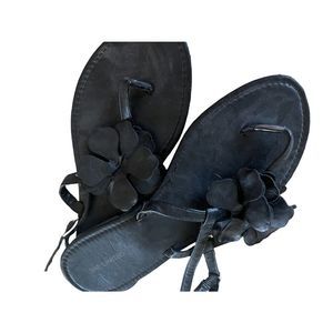 The Limited Black Leather Sandal